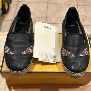 Fendi Black and Leopard Espadrilles